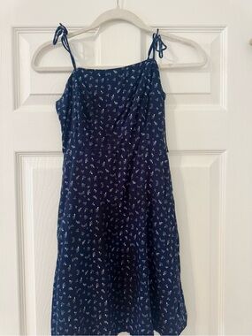 Old Navy Navy Blue Floral Smocked Dress